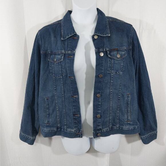 HARLEY DAVIDSON! BACK BIG EMBROIDERED LOGO CLASSIC BLUE DENIM JEAN JACKET! SZ 1X - Picture 7 of 10